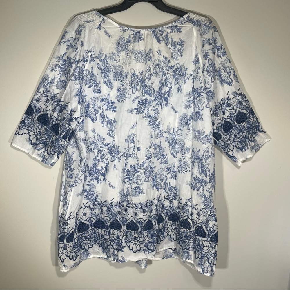Soft Surroundings Blue and White Floral Blouse - Picture 8 of 9